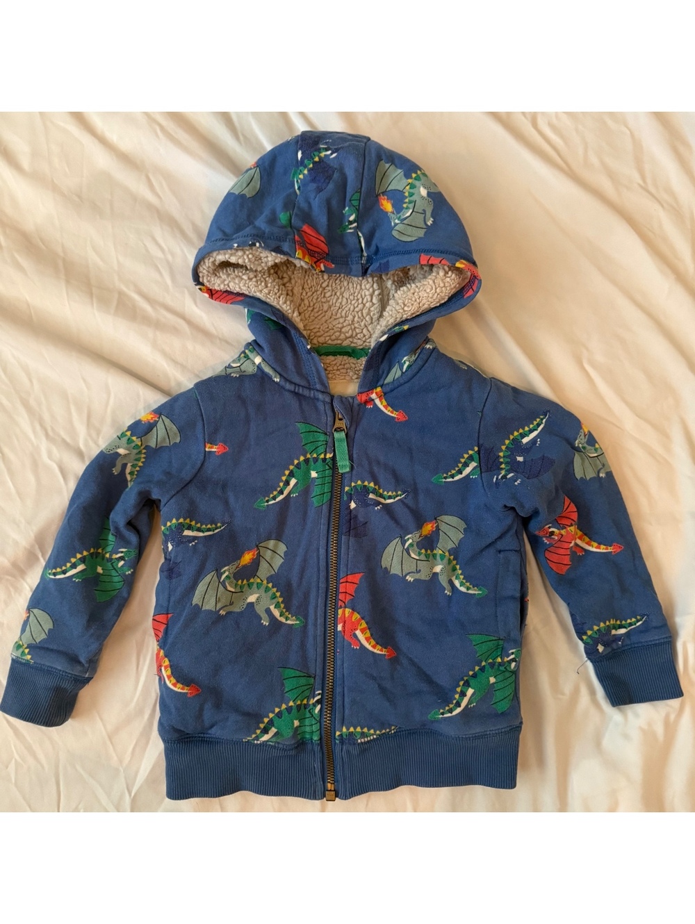 Mini Boden 2-3y Dragon Sherpa Zip Hoodie